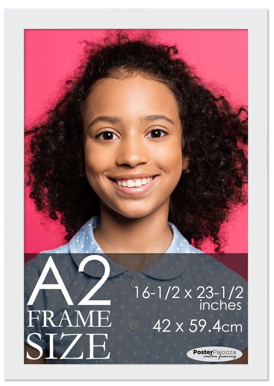 A2 Frame White Wood 16.5x23.5 Frame - Contemporary Wood A2 Picture Frame, UV Acrylic
